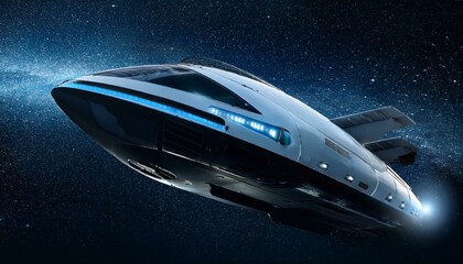 Wall Mural - a spaceship sailing through deep, dark space