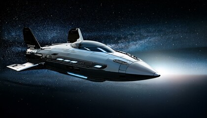 Wall Mural - a spaceship sailing through deep, dark space