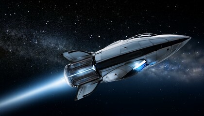 Wall Mural - a spaceship sailing through deep, dark space
