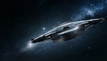 Wall Mural - a spaceship sailing through deep, dark space