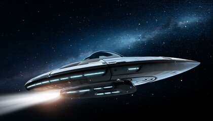 Wall Mural - a spaceship sailing through deep, dark space