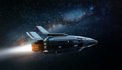 Wall Mural - a spaceship sailing through deep, dark space