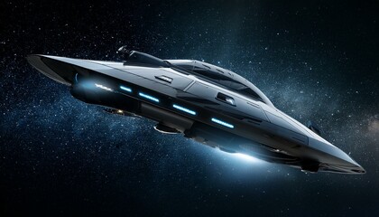 Wall Mural - a spaceship sailing through deep, dark space