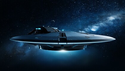 Wall Mural - a spaceship sailing through deep, dark space