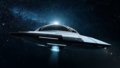 Wall Mural - a spaceship sailing through deep, dark space