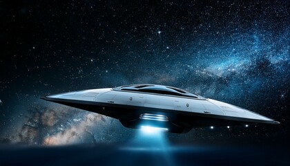 Wall Mural - a spaceship sailing through deep, dark space