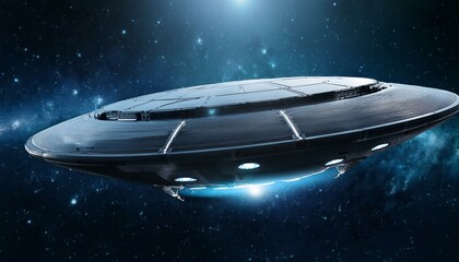 Wall Mural - a spaceship sailing through deep, dark space