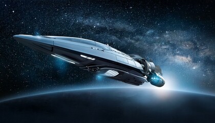 Wall Mural - a spaceship sailing through deep, dark space