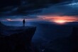 © Hungarian - Solitary Figure Silhouetted Against a Dramatic Canyon Sunset