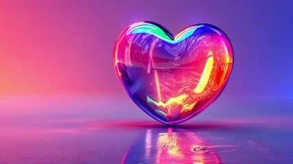 Fototapete - This vibrant heart glows with brilliant colors, setting a romantic mood perfect for Valentines Day.