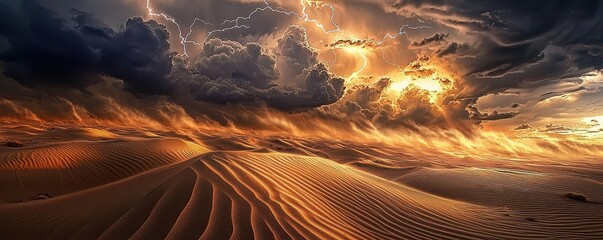 abstract representation of lightning illuminating a desert landscape.