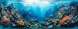 © Unic - Tropical sea underwater fishes on coral reef. snorkel, diving. Aquarium oceanarium colorful marine panorama landscape nature. background wallpaper