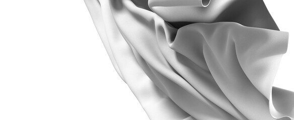 Abstract White Fabric Drape, Flowing Textile