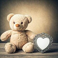 Wall Mural - teddy bear and heart