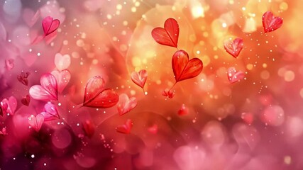 Aufkleber - Colorful hearts gracefully drift in a soft glow, casting a joyful ambiance perfect for Valentine's Day. This enchanting display captures the essence of love and togetherness.