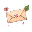 © eaglesky - A charming illustration of a love letter surrounded by roses symbolizing romance.