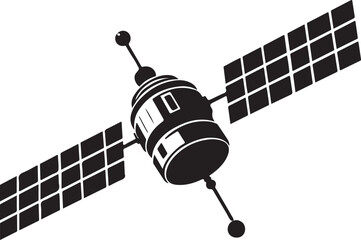 detailed black silhouette satellite in space vector illustration