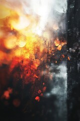 Wall Mural - abstract fiery window view