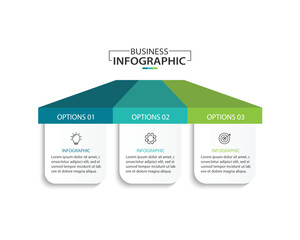 Fototapete - Design template for vector infographic labels with icons and 3 options or steps.