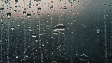 Wall Mural - closeup view capturing the intricate condensation of fog on a window glass surface, showcasing the d