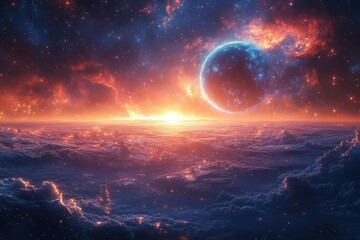 Wall Mural - mesmerizing cosmic wilderness featuring vibrant celestial elements like stars nebulas and planets cr