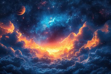Wall Mural - mesmerizing cosmic wilderness featuring vibrant celestial elements like stars nebulas and planets cr