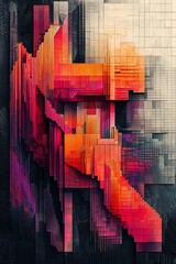 Wall Mural - abstract geometric cityscape digital art