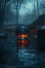 Wall Mural - enchanted forest reflection sphere