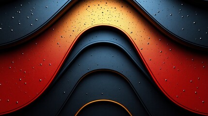 Wall Mural - Abstract wavy layered background with red, orange, and blue hues.