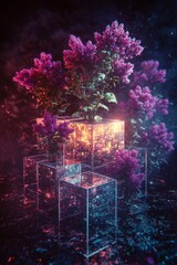 Wall Mural - urban botanical garden in glass cubes
