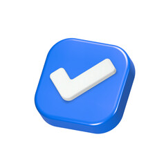 check validation icon 3d blue color