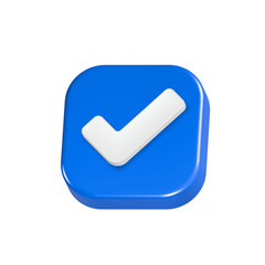 Wall Mural - check validation icon 3d blue color