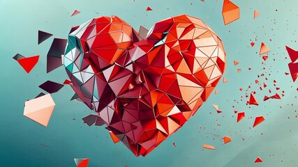 Leinwandbilder - This vibrant explosion of a geometric heart creates a lively background perfect for Valentines Day.