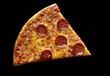 © ANUAR - Delicious Pepperoni Pizza Slice on Black Background, Featuring Golden Cheese and Savory Toppings, Ideal for Food Lovers and Culinary Marketing Campaigns