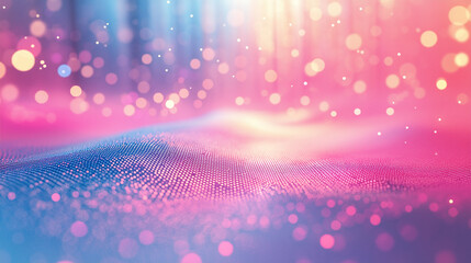 Fototapete - A holographic mesh grid with floating data points in pastel colors. The design is light and futuristic, with an abstract, clean look