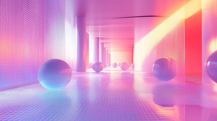 Leinwandbilder - Light and vibrant holographic design with floating data points. Perfect for modern presentations and creative projects