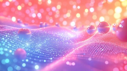 Fototapete - Futuristic abstract mesh featuring a holographic gradient and sleek look. Ideal for innovation-driven content