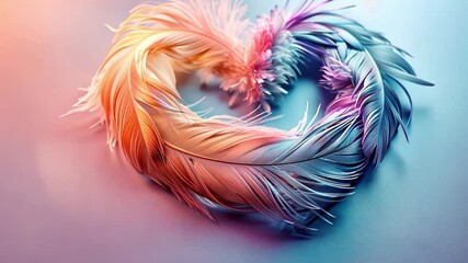 Fototapete - This heart of vibrant feathers sets a serene vibe for relaxation this Valentines Day.