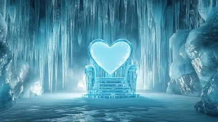 Wall Mural - An Ice Throne Heart Shaped In A Frozen Cave