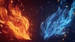 © florynstudio3 - A dynamic versus background for sports games, matches, and tournaments featuring blue and orange flames with sparks