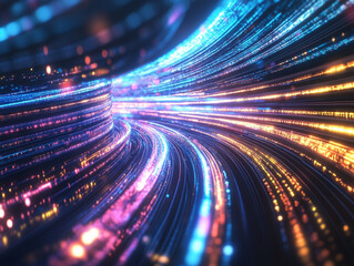 Wall Mural - data moving trough optic fiber. the colors create a sense of movement and energy.