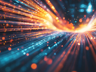 Wall Mural - data moving trough optic fiber. the colors create a sense of movement and energy.