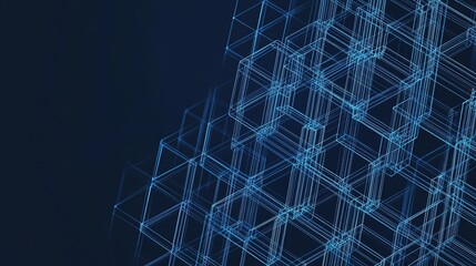 Abstract blue digital cubes network.