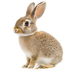 Wall Mural - Cute rabbit sitting quietly on a white background