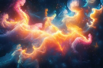 Wall Mural - Celestial Nebula Swirling Cosmic Colors and Light