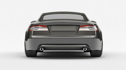 Wall Mural - back view of a generic and brandless modern car on a white background