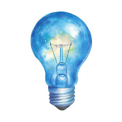 Wall Mural - bright blue light bulb with a glowing design
