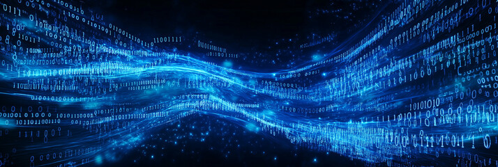 Aufkleber - Binary code flowing in digital cyberspace representing data transfer