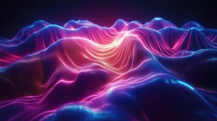 Wall Mural - a vibrant, undulating landscape of particles. ideal for abstract backgrounds, visualizations, or dyn
