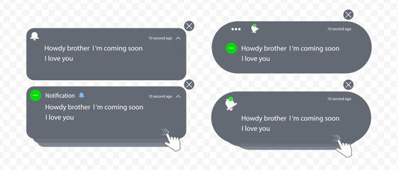 Wall Mural - notification screen ui. push notification. sms notification on the screen of the smartphone. sms pop
